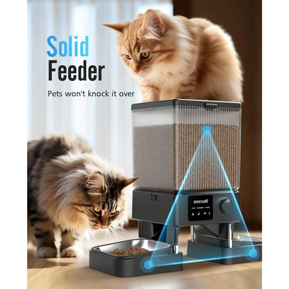 5L/20 Cups Automatic Cat Dog Feeder with 5G Wifi & APP Control, PFD-002 PRO Double Bowl Cat Food Dispenser with 1 Desiccant Bag, Timed Automatic Pet Feeder for 2 Cats/2 Small Dogs - Black